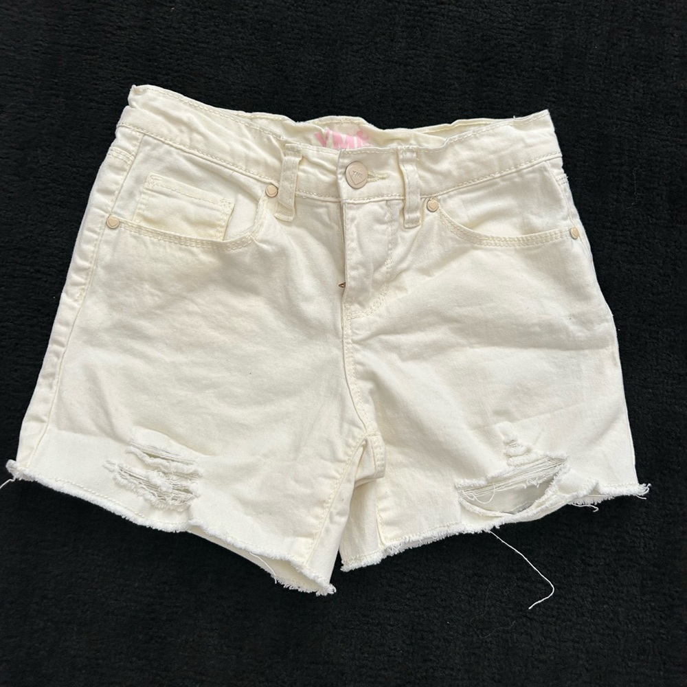 Women's White Distressed Denim Shorts
